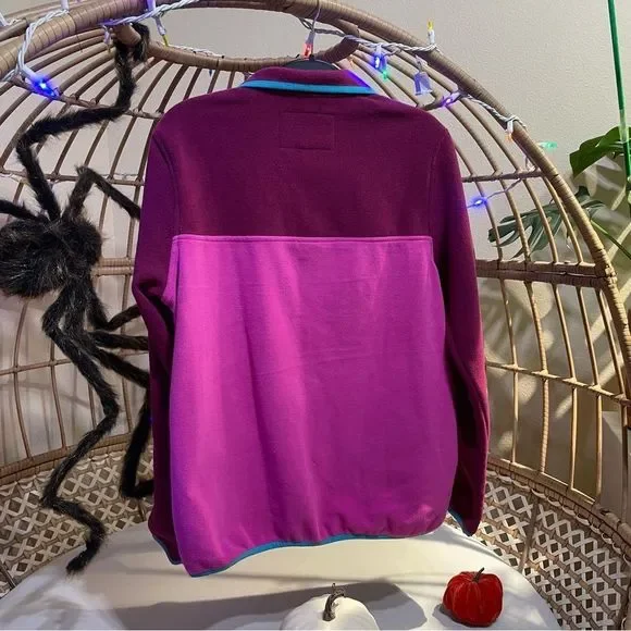 NWT Lands End Color Block Heritage Fleece Snap Neck Pullover - Picture 6 of 11